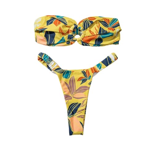 Circle Bandeau Back Krawatte Split Bikini Badeanzug Frauen Urlaub Strand von BuNiq