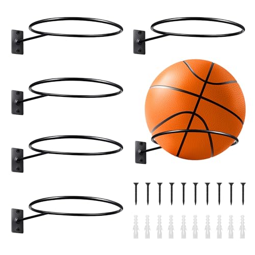 5 Stück Wandhalterung Ball Rack, Ballhalter, Basketball Aufbewahrungsständer, an der Wand montierter Sportballständer, Metall Fußballhalter für Basketball Fußball Volleyball Erinnerungsstücke von Buachois