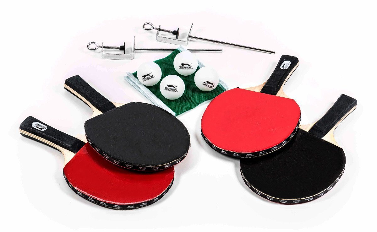 Slazenger Tischtennisschläger Tischtennis-Set (Tischtennis, Set, 4x Tischtennisschläger, 4x Bälle, 1x Tischtennisnetz, 1x Tasche), Tischtennisschläger Set von Slazenger