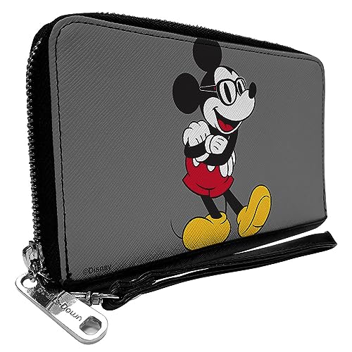 Buckle-Down Disney Mickey Mouse Designer Wristlet Wallet - Stilvolle Geldbörse mit Reißverschluss | Perfektes Disney Geschenk für Frauen, Grau / Schwarz, 7.5"x4.5", Clutch-Geldbörse von Buckle-Down