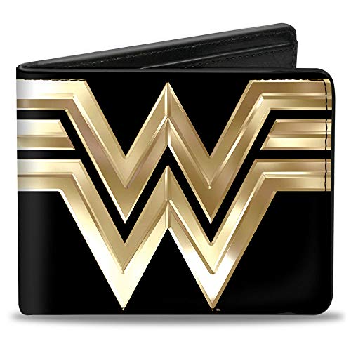 Buckle-Down Herren DC Comics Geldbörse Bifold Wonder Woman 1984 WW Logo Close Up Black Gold Vegan Leder 10,2 x 8,9 cm, Wonder Woman, 4.0" x 3.5", DC Comics Geldbörse Bifold Wonder Woman 1984 Ww Logo von Buckle-Down