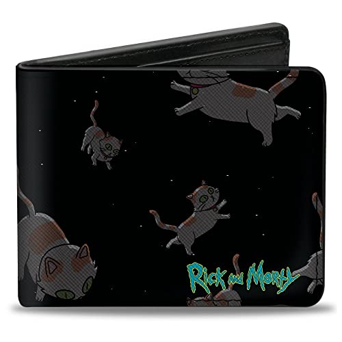 Buckle-Down Rick and Morty Geldbörse, Bifold, Rick and Morty Cats in Space Scattered, veganes Leder, 4.0" x 3.5", Casual von Buckle-Down