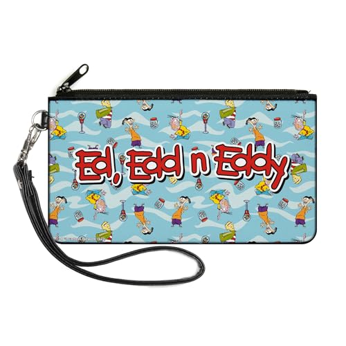 Buckle-Down Warner Bros. Animation Zip Around Wallet, Ed Edd N Eddy Title Logo and Character Poses Scattered Blues, Canvas, Blau, Large, Casual von Buckle-Down