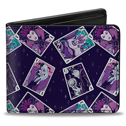 Disney Geldbörse, Bifold, Disney Bösewichte Karte Posen Collage Violett, veganes Leder, 4.0" x 3.5", Casual von Buckle-Down