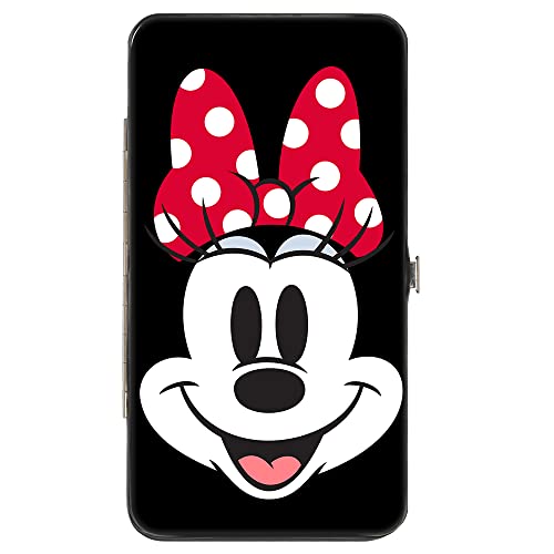 Disney Geldbörse, aufklappbar, Disney 100 Minnie Mouse und Mickey Mouse Happy Faces, schwarz, veganes Leder, Schwarz, 7" x 4", Casual von Buckle-Down