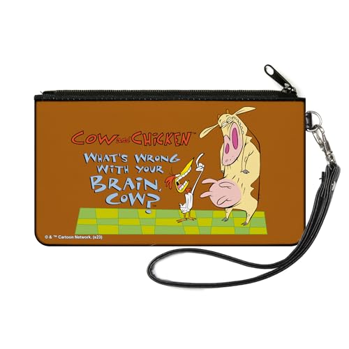 Warner Bros. Animation Zip Around Wallet Cow and Chicken Whats Wrong with Your Brain Pose Brown Canvas, Braun, SMALL, Casual von Buckle-Down