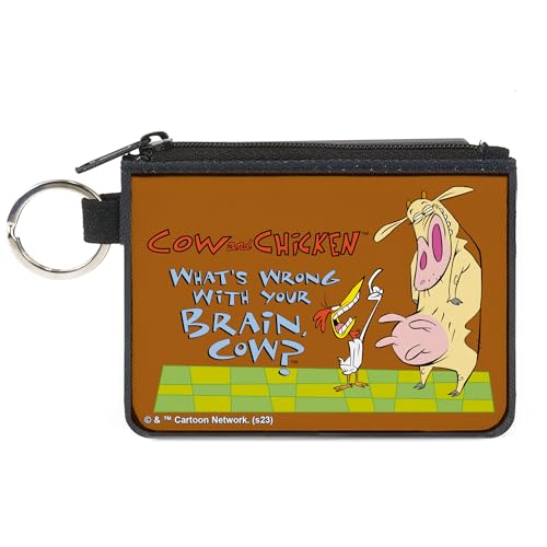 Warner Bros. Animation Zip Around Wallet Cow and Chicken Whats Wrong with Your Brain Pose Brown Canvas, Braun, X-SMALL, Casual von Buckle-Down
