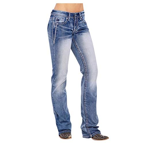 Jeans Pantalon Frauen Flare Jeans Bell Bottoms Jeans Damen Sexy Stretching Jeans Mode Wide Leg Denim Hose XL Blau von Budalababu