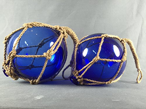 Buddel-Bini Deko - Fischerkugel aus Glas Basic in blau mit Tauwerk - 13 cm Durchmesser von Buddel-Bini