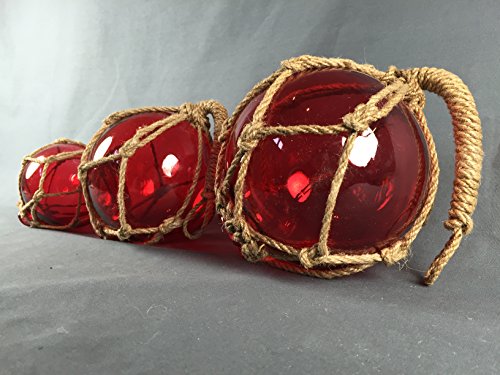 Buddel-Bini Deko - Fischerkugel aus Glas Basic in rot mit Tauwerk - 10 cm Durchmesser von Buddel-Bini