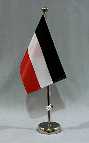 Buddel-Bini Deutsches Kaiserreich 15x25 cm Tischflagge (CH) mit 42 cm Chrom Tischflaggenständer, edle Ausführung von Buddel-Bini