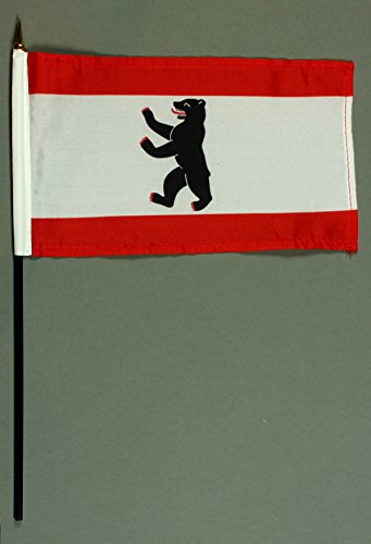 Buddel-Bini Handflagge Tischflagge Berlin 15x25 cm mit 37 cm Mast aus PVC-Rohr, ohne Ständerfuß von Buddel-Bini