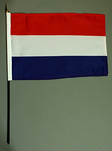 Buddel-Bini Handflagge Tischflagge Niederlande Holland 20x30 cm mit 42 cm Mast aus PVC-Rohr, ohne Ständerfuß, Stockflagge von Buddel-Bini