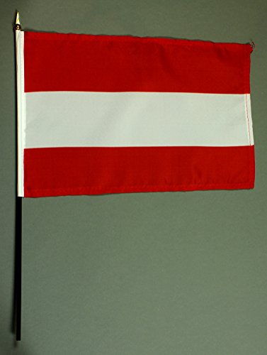 Buddel-Bini Handflagge Tischflagge Österreich 20x30 cm mit 42 cm Mast aus PVC-Rohr, ohne Ständerfuß, Stockflagge von Buddel-Bini
