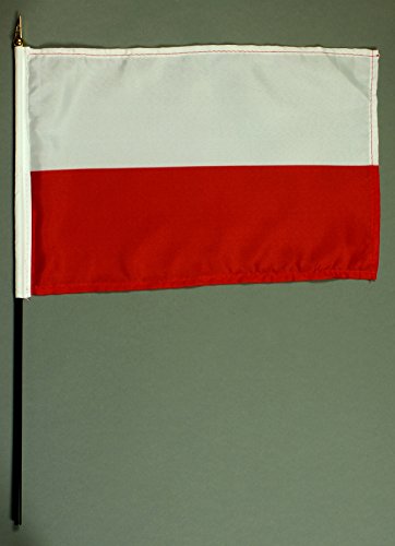Buddel-Bini Handflagge Tischflagge Polen 20x30 cm mit 42 cm Mast aus PVC-Rohr, ohne Ständerfuß, Stockflagge von Buddel-Bini