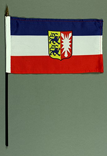 Buddel-Bini Handflagge Tischflagge Schleswig Holstein 15x25 cm mit 37 cm Mast aus PVC-Rohr, ohne Ständerfuß von Buddel-Bini