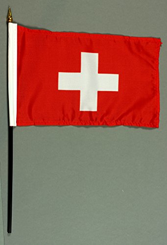 Buddel-Bini Handflagge Tischflagge Schweiz 15x25 cm mit 37 cm Mast aus PVC-Rohr, ohne Ständerfuß Schweizerfahne von Buddel-Bini