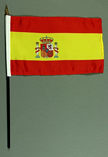 Buddel-Bini Handflagge Tischflagge Spanien 15x25 cm mit 37 cm Mast aus PVC-Rohr, ohne Ständerfuß von Buddel-Bini