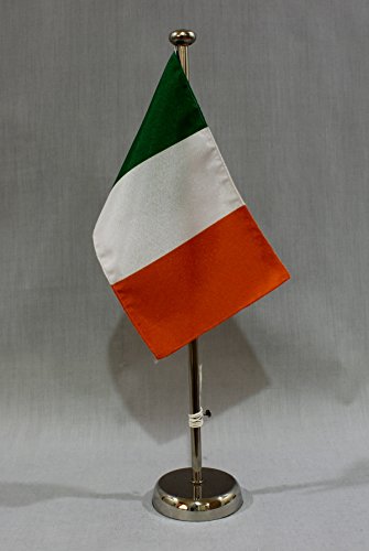 Buddel-Bini Irland 15x25 cm Tischflagge (CH) mit 42 cm Chrom Tischflaggenständer, edle Ausführung von Buddel-Bini