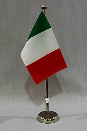 Buddel-Bini Italien 15x25 cm Tischflagge (CH) mit 42 cm Chrom Tischflaggenständer, edle Ausführung von Buddel-Bini