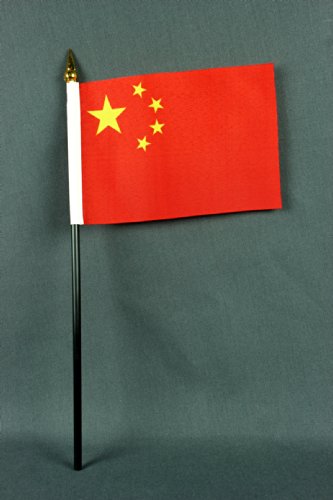 Buddel-Bini Kleine Tischflagge China 15x10 cm mit 30 cm Mast aus PVC-Rohr, ohne Ständerfuß von Buddel-Bini