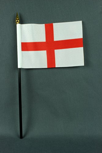 Buddel-Bini Kleine Tischflagge England rotes Kreuz 15x10 cm mit 30 cm Mast aus PVC-Rohr, ohne Ständerfuß von Buddel-Bini