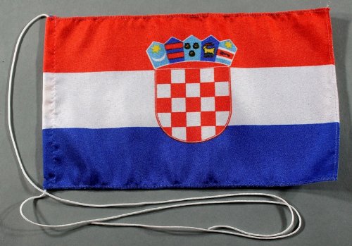 Buddel-Bini Kroatien 15x25 cm Tischflagge in Profi - Qualität Tischfahne Autoflagge Bootsflagge Motorradflagge Mopedflagge von Buddel-Bini