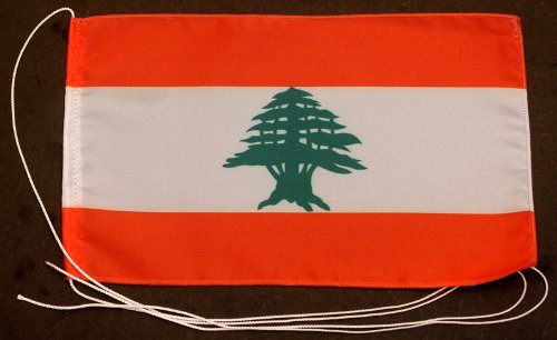 Buddel-Bini Libanon 15x25 cm Tischflagge in Profi - Qualität Tischfahne Autoflagge Bootsflagge Motorradflagge Mopedflagge von Buddel-Bini