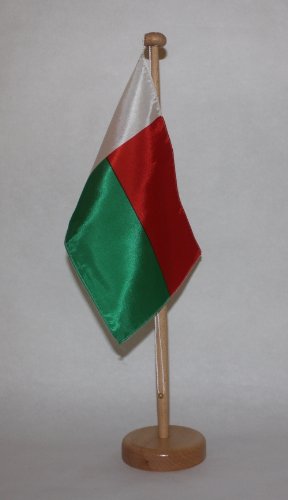 Buddel-Bini Madagaskar Tischflagge 15x25 cm in Profiqualität, mit 42 cm Massivholz - Tischständer von Buddel-Bini