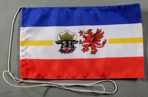 Buddel-Bini Mecklenburg Vorpommern Meckpom 15x25 cm Tischflagge in Profi - Qualität Tischfahne Autoflagge Bootsflagge Motorradflagge Mopedflagge von Buddel-Bini