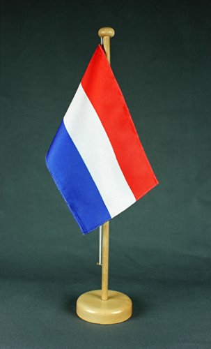 Buddel-Bini Niederlande Holland Tischflagge 15x25 cm in Profiqualität, mit 42 cm Massivholz - Tischständer von Buddel-Bini
