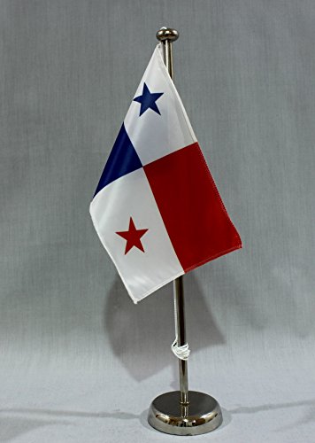 Buddel-Bini Panama 15x25 cm Tischflagge (CH) mit 42 cm Chrom Tischflaggenständer, edle Ausführung von Buddel-Bini