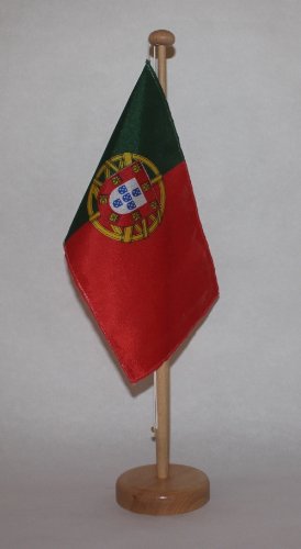 Buddel-Bini Portugal Tischflagge 15x25 cm in Profiqualität, mit 42 cm Massivholz - Tischständer von Buddel-Bini