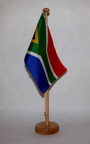 Buddel-Bini Südafrika Süd Afrika Tischflagge 15x25 cm in Profiqualität, mit 42 cm Massivholz - Tischständer von Buddel-Bini