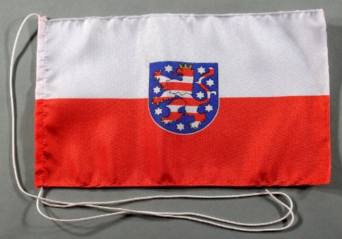 Buddel-Bini Thüringen German State 15x25 cm Tischflagge in Profi - Qualität Tischfahne Autoflagge Bootsflagge Motorradflagge Mopedflagge von Buddel-Bini