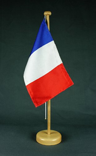 Buddel-Bini Frankreich Tischflagge 15x25 cm in Profiqualität, mit 42 cm Massivholz - Tischständer von Buddel-Bini