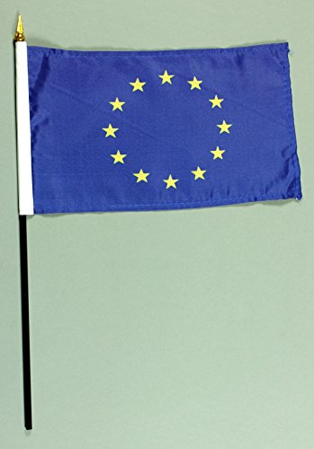 Buddel-Bini Handflagge Tischflagge Europa Europaflagge 15x25 cm mit 37 cm Mast aus PVC-Rohr, ohne Ständerfuß von Buddel-Bini