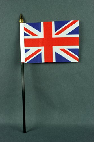 Buddel-Bini Kleine Tischflagge Großbritannien Union Jack 15x10 cm mit 30 cm Mast aus PVC-Rohr, ohne Ständerfuß von Buddel-Bini