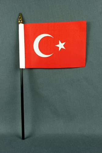 Buddel-Bini Kleine Tischflagge Türkei 15x10 cm mit 30 cm Mast aus PVC-Rohr, ohne Ständerfuß von Buddel-Bini