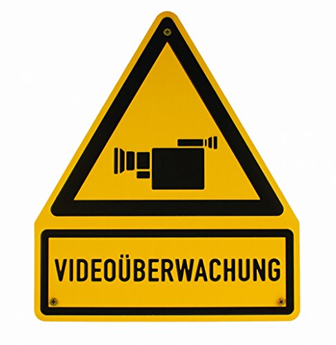 Qualitäts - Aluminium Schild Videoüberwachung 237x200 mm geprägtes Aluschild 0,6 mm Alu Video Überwachung von Buddel-Bini