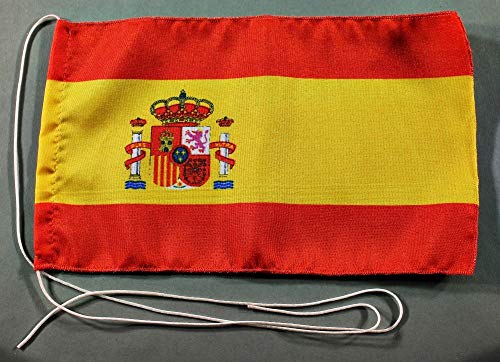 Buddel-Bini Spanien mit Wappen 15x25 cm Tischflagge in Profi - Qualität Tischfahne Autoflagge Bootsflagge Motorradflagge Mopedflagge von Buddel-Bini