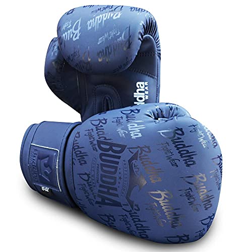 Buddha Fight Wear. Training und Combat Handschuhe, Special Edition, handgefertigt, Boxen, Muay Thai, Kickboxen und MMA Modell Top Premium Navy Blue Matte 12 Unzen von Buddha Fight Wear