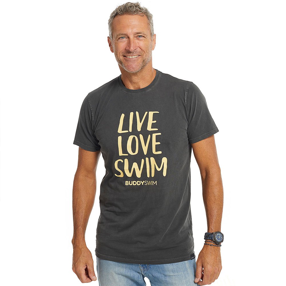 Buddyswim Live Love Swim Short Sleeve T-shirt Grau S Mann von Buddyswim