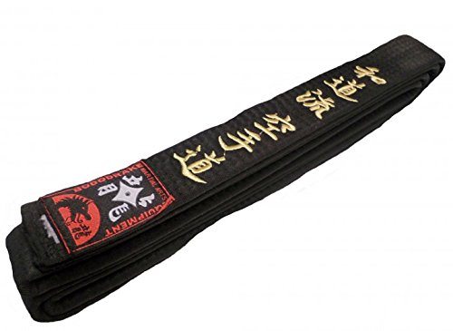 Budodrake Schwarzer Gürtel Bestickt WADO-RYU Karate-DO Zeichen, mit Goldener Bestickung (350) von Budodrake