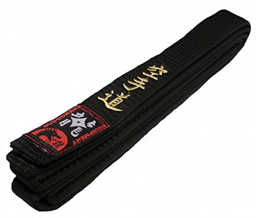 Budodrake Schwarzgurt mit Goldener Bestickung: Karate-Do (bestickter Karategürtel schwarz) Kanji in Gold (330) von Budodrake