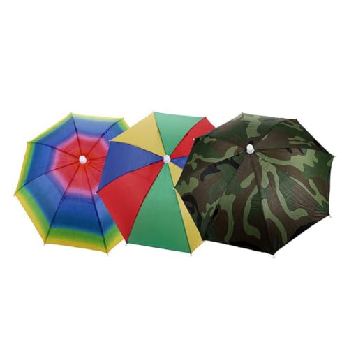 Budstfee Fischereifirmenschütze, Regenschirmhut Faltbare verstellbare Fischerei -Regenschirm Kopfbedeckung für Gartencamping 3PCs von Budstfee