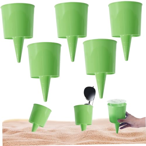 Sandbecherhalter, Strandbecherhalter, 5pcs Plastik -Sandbecher -Halter für Getränke Telefon Sonnenbrille, multifunktionaler Strandgetränkehalter für Sandreisen Sommer 3.9x3.9x6,3 Zoll von Budstfee
