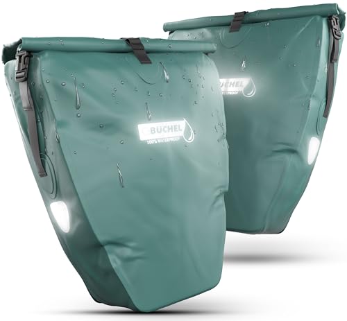 Büchel Fahrradtasche für Gepäckträger, 2er Set, 25.4 L - 100 Prozent Wasserdicht, mit Tragegriff und Schultergurt, fahrradtasche, gepäckträgertasche, Fahrrad Taschen hinten von Büchel