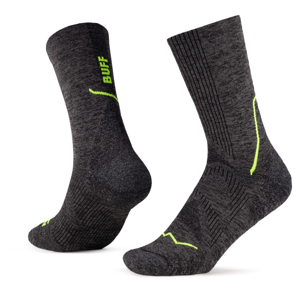 Buff - Dryflx Crew Sock - Laufsocken Gr S - EU: 36-38 grau/schwarz von Buff