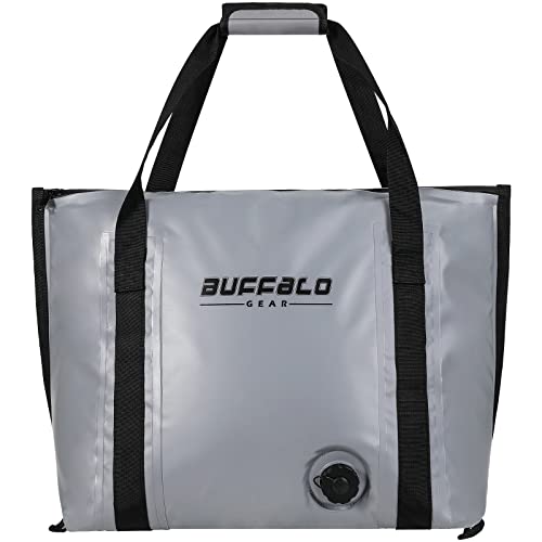 Buffalo Gear Isolierte Fisch-Kühltasche mit flacher Unterseite, 26 l, wasserdicht, Angeltasche, auslaufsicher, Fischkühler, Grau von Buffalo Gear